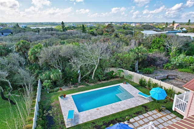 view of swimming pool with a patio area