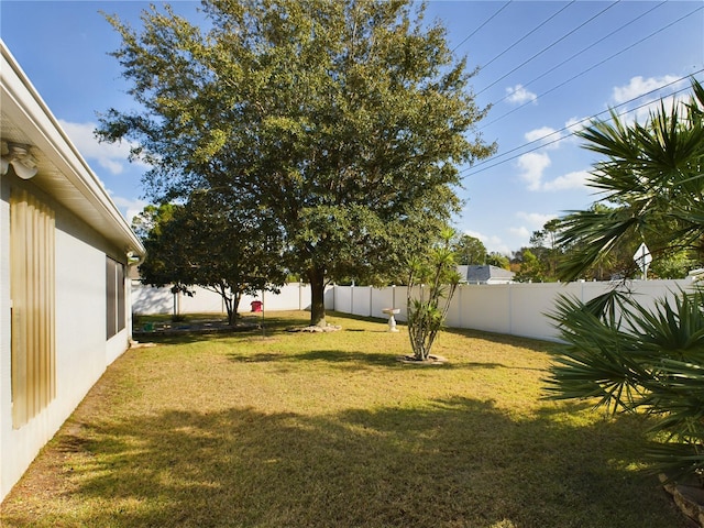 view of yard featuring a fenced backyard