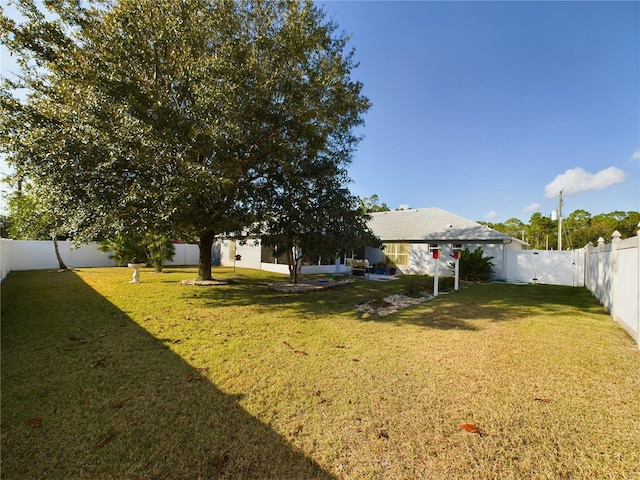 view of yard featuring a fenced backyard