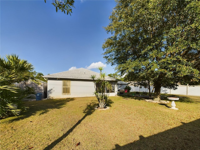 exterior space with a yard and a fenced backyard