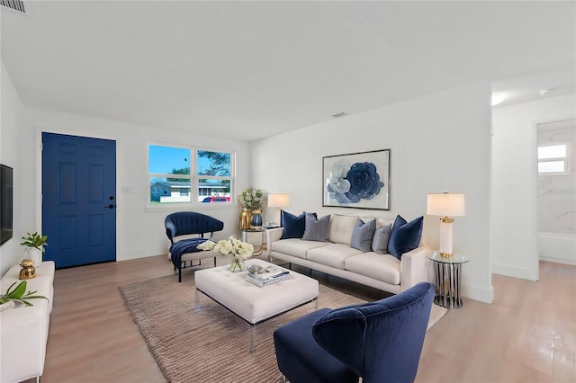 living room featuring light hardwood / wood-style floors