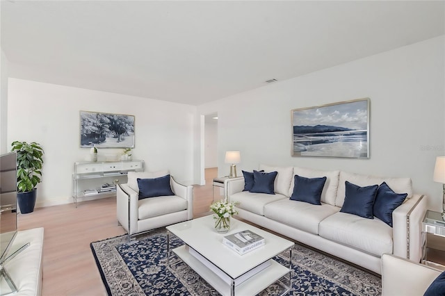 living room with light wood-type flooring