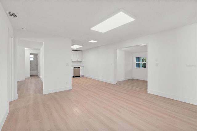 unfurnished living room with light hardwood / wood-style floors