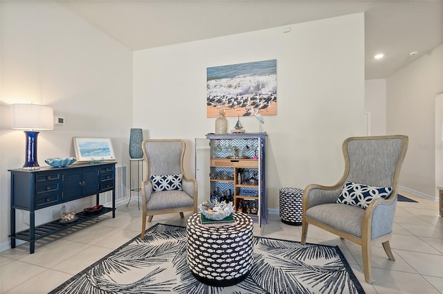 sitting room with light tile patterned floors