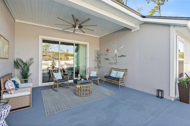 view of patio with ceiling fan