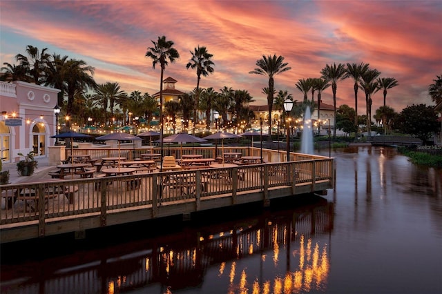 dock area featuring a water view