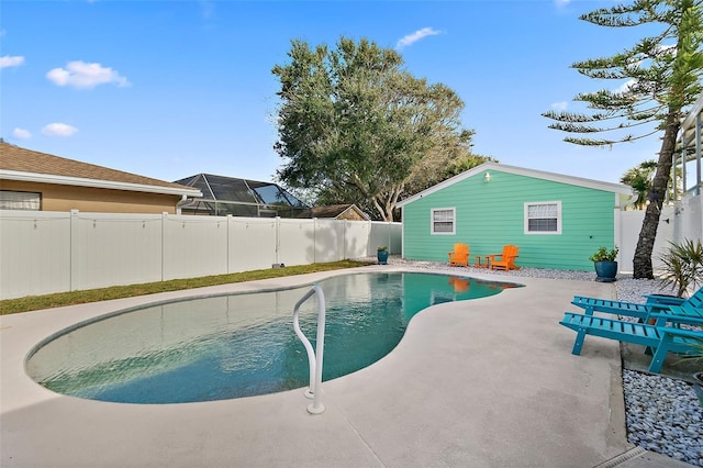 view of pool featuring a patio