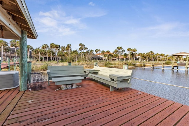 dock area featuring a water view