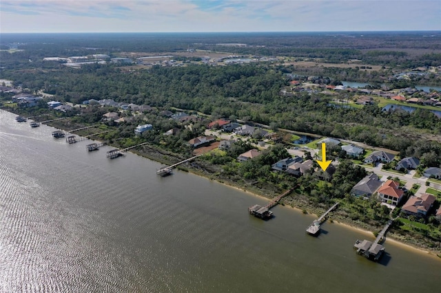 bird's eye view featuring a water view