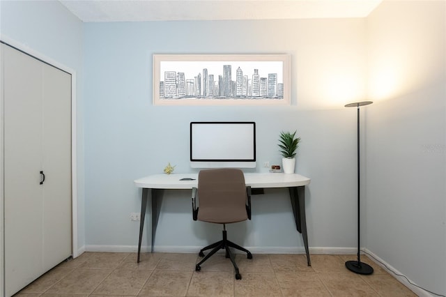 view of tiled home office