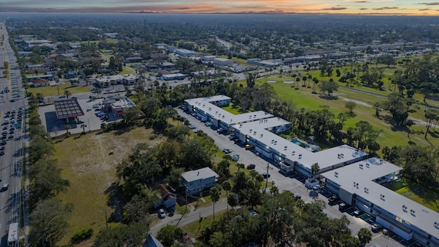 view of aerial view at dusk