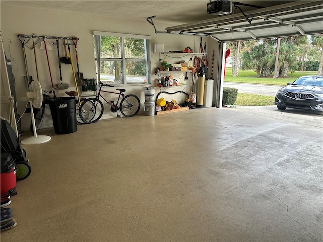 garage with a garage door opener