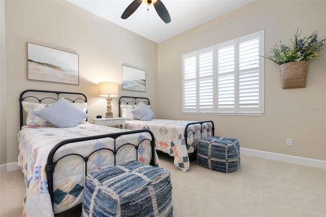 bedroom with carpet and ceiling fan