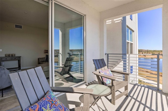 balcony with a water view