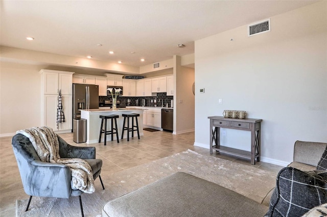 view of tiled living room