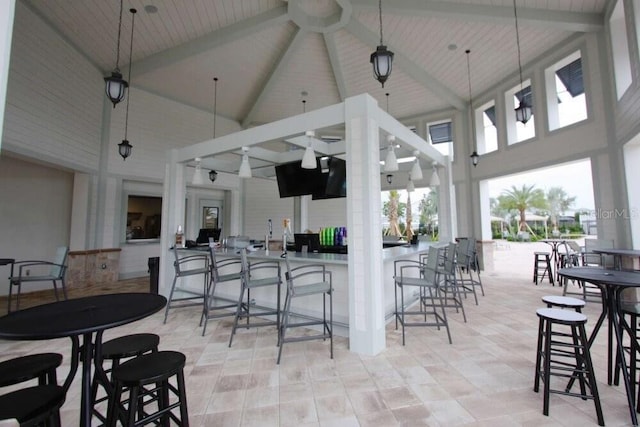 view of patio / terrace with a bar