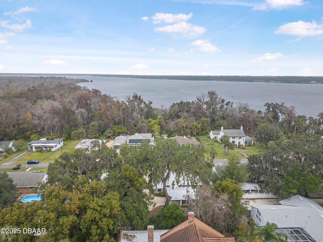 bird's eye view featuring a water view