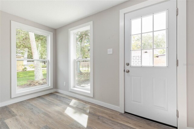 doorway featuring light hardwood / wood-style floors