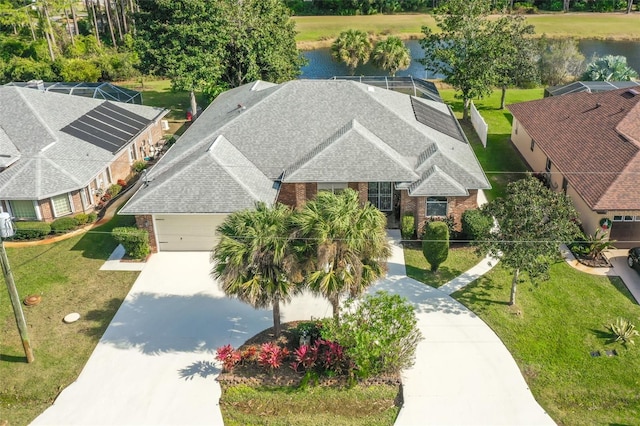 bird's eye view featuring a water view