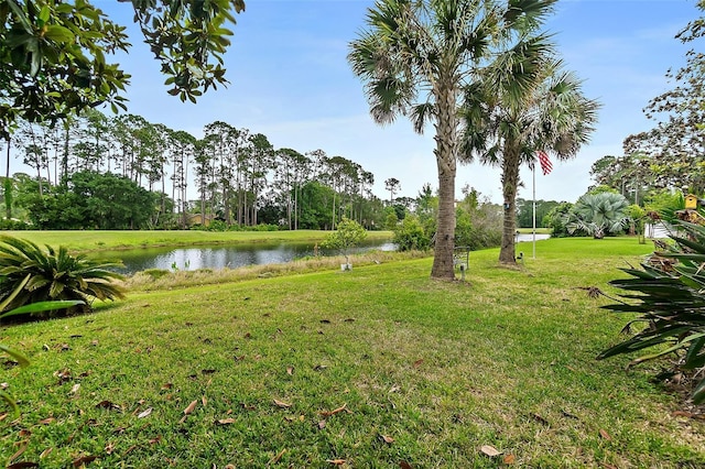 view of yard featuring a water view