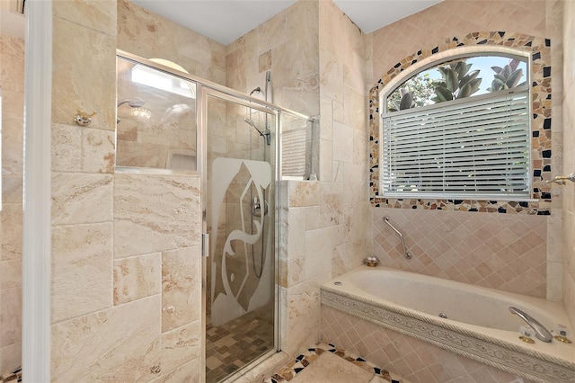 bathroom with independent shower and bath