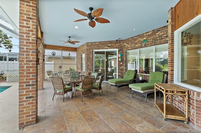 view of patio with ceiling fan