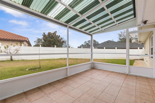 view of unfurnished sunroom