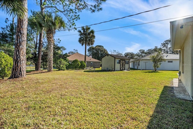 view of yard with a shed