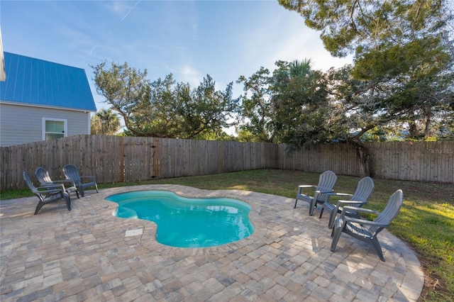 view of swimming pool with a patio