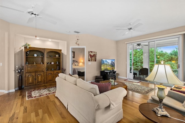 living room featuring light wood-type flooring