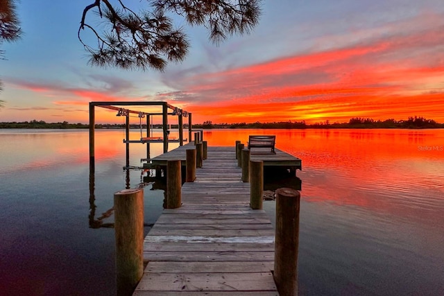 dock area featuring a water view