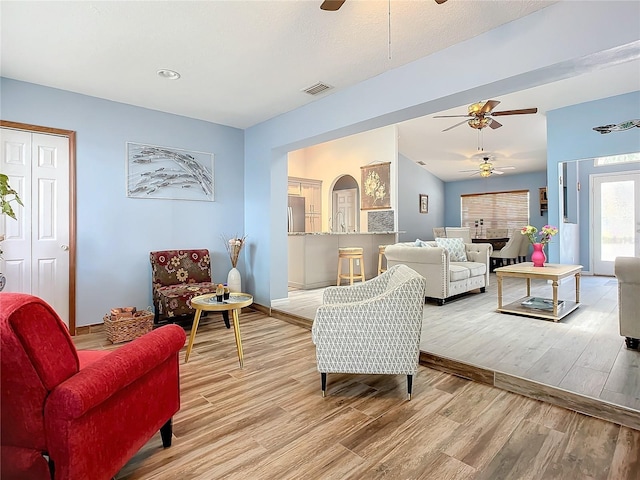 living room featuring wood-type flooring