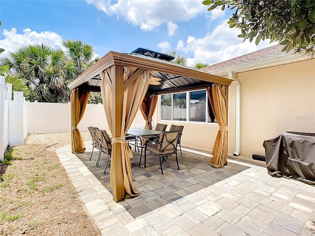 view of patio / terrace featuring a gazebo