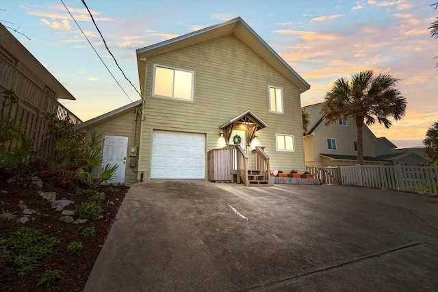 view of front property with a garage