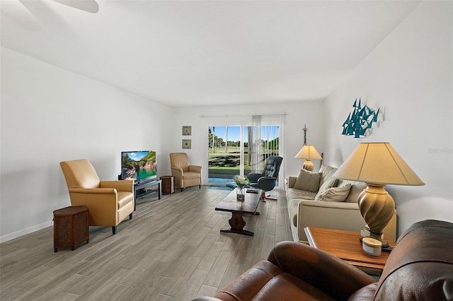 living room with light wood-type flooring