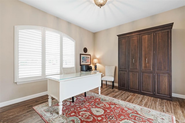 office featuring dark wood-type flooring