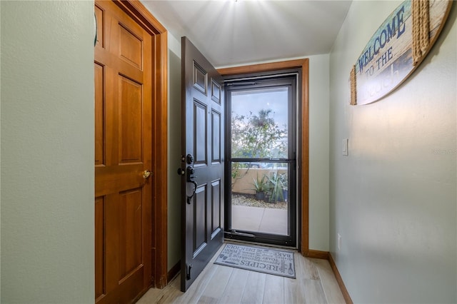 entryway with light wood-type flooring