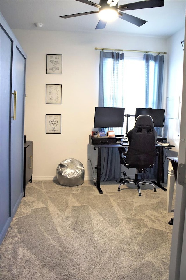 office space featuring light carpet