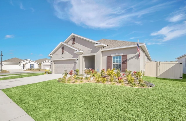 view of front of house featuring a garage and a front yard