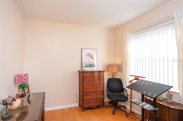 home office featuring light hardwood / wood-style flooring