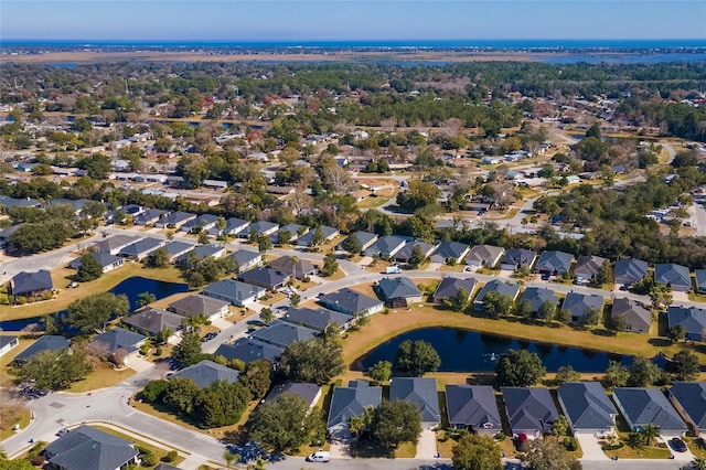 bird's eye view featuring a water view