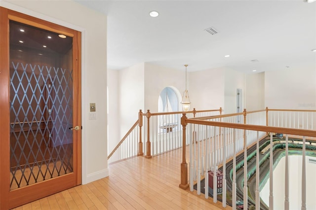 hall featuring light wood-type flooring