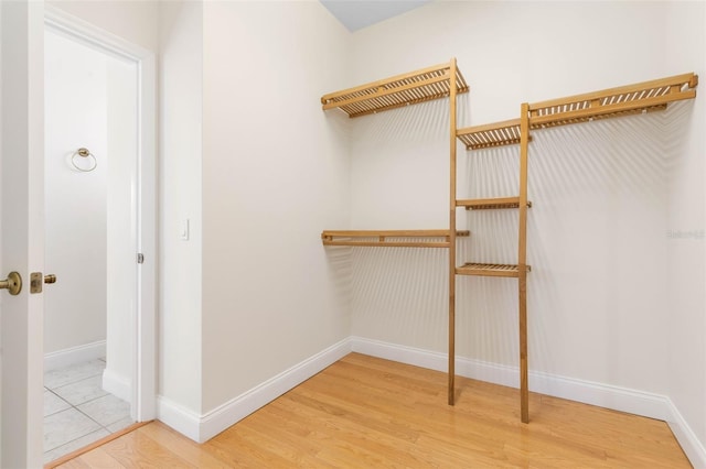 spacious closet with hardwood / wood-style flooring