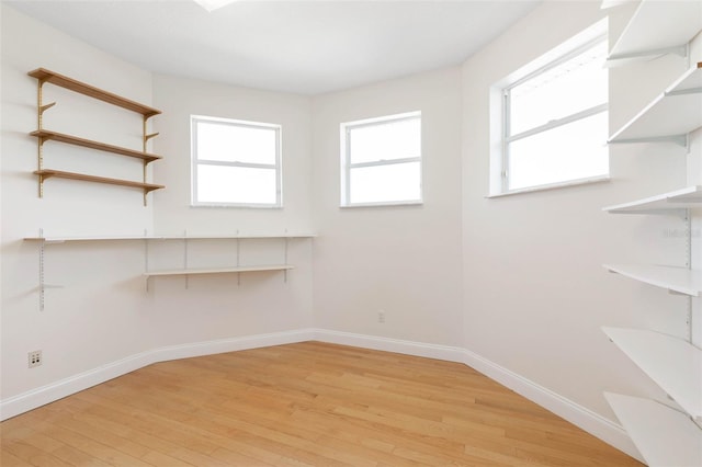 spare room with light hardwood / wood-style floors