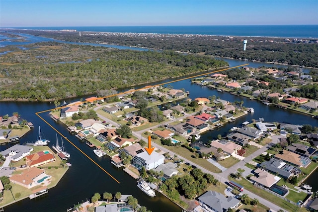 bird's eye view featuring a water view