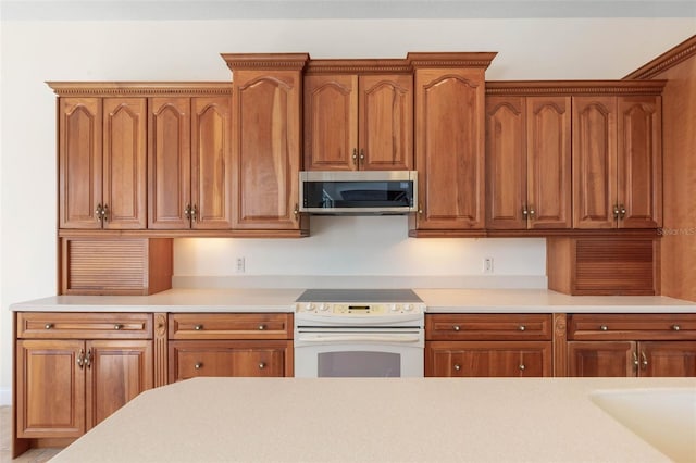 kitchen with white electric range