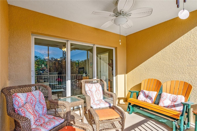 balcony with ceiling fan