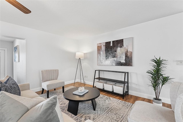 living room with hardwood / wood-style floors