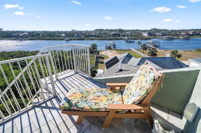 balcony with a water view