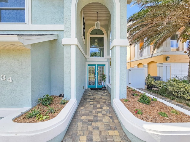 property entrance with french doors